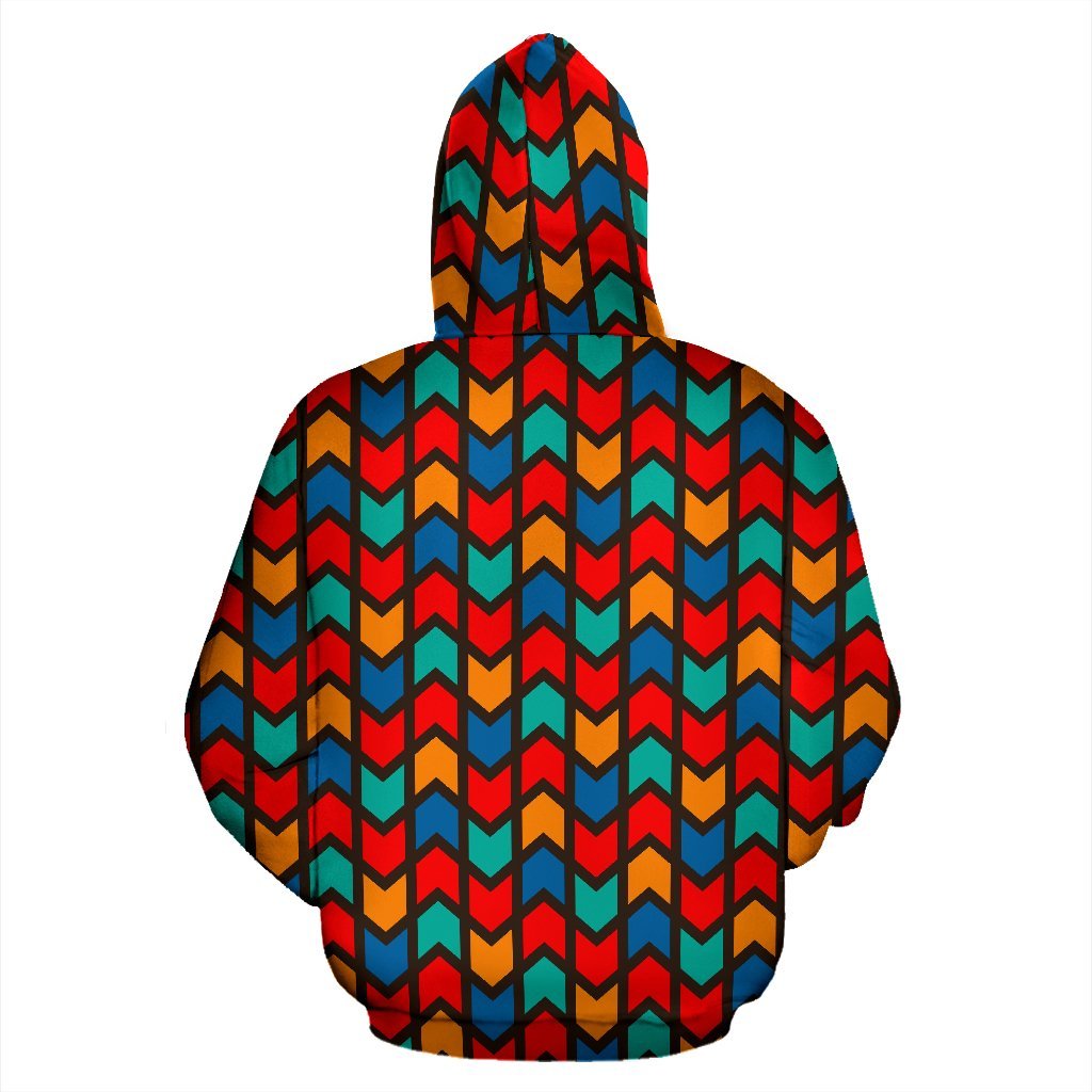 Zig Zag Colorful Pattern Print Men Women Pullover Hoodie-grizzshop