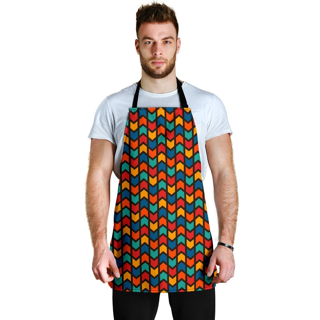 Zig Zag Colorful Pattern Print Men's Apron-grizzshop