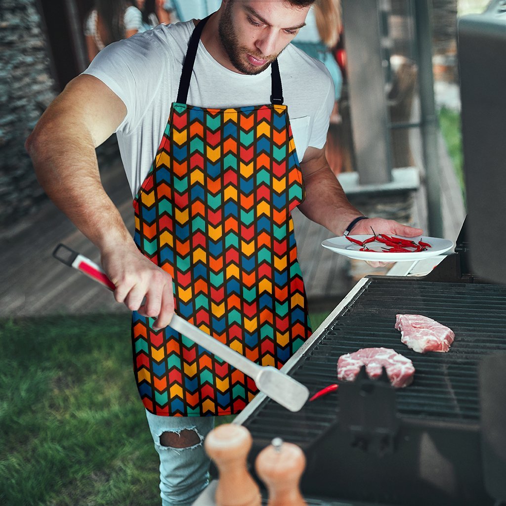 Zig Zag Colorful Pattern Print Men's Apron-grizzshop