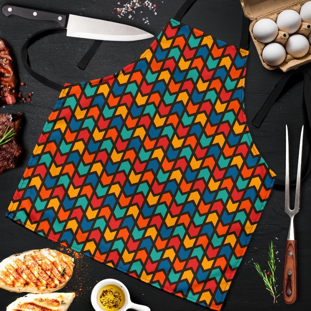 Zig Zag Colorful Pattern Print Men's Apron-grizzshop
