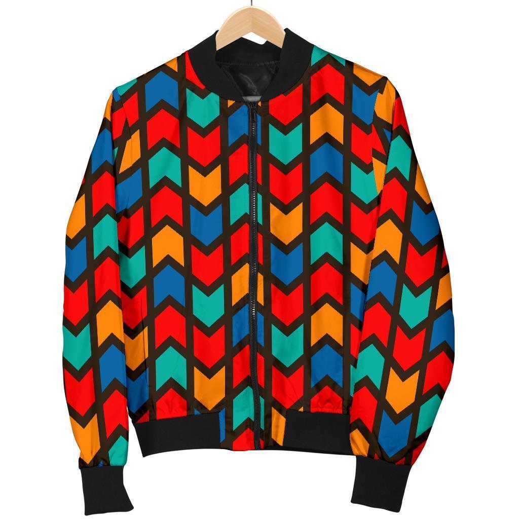 Zig Zag Colorful Pattern Print Men's Bomber Jacket-grizzshop