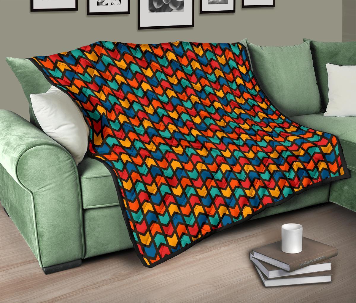 Zig Zag Colorful Pattern Print Quilt-grizzshop