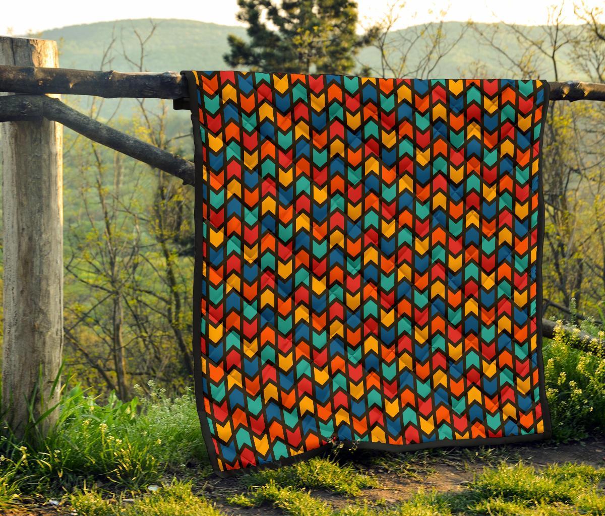 Zig Zag Colorful Pattern Print Quilt-grizzshop