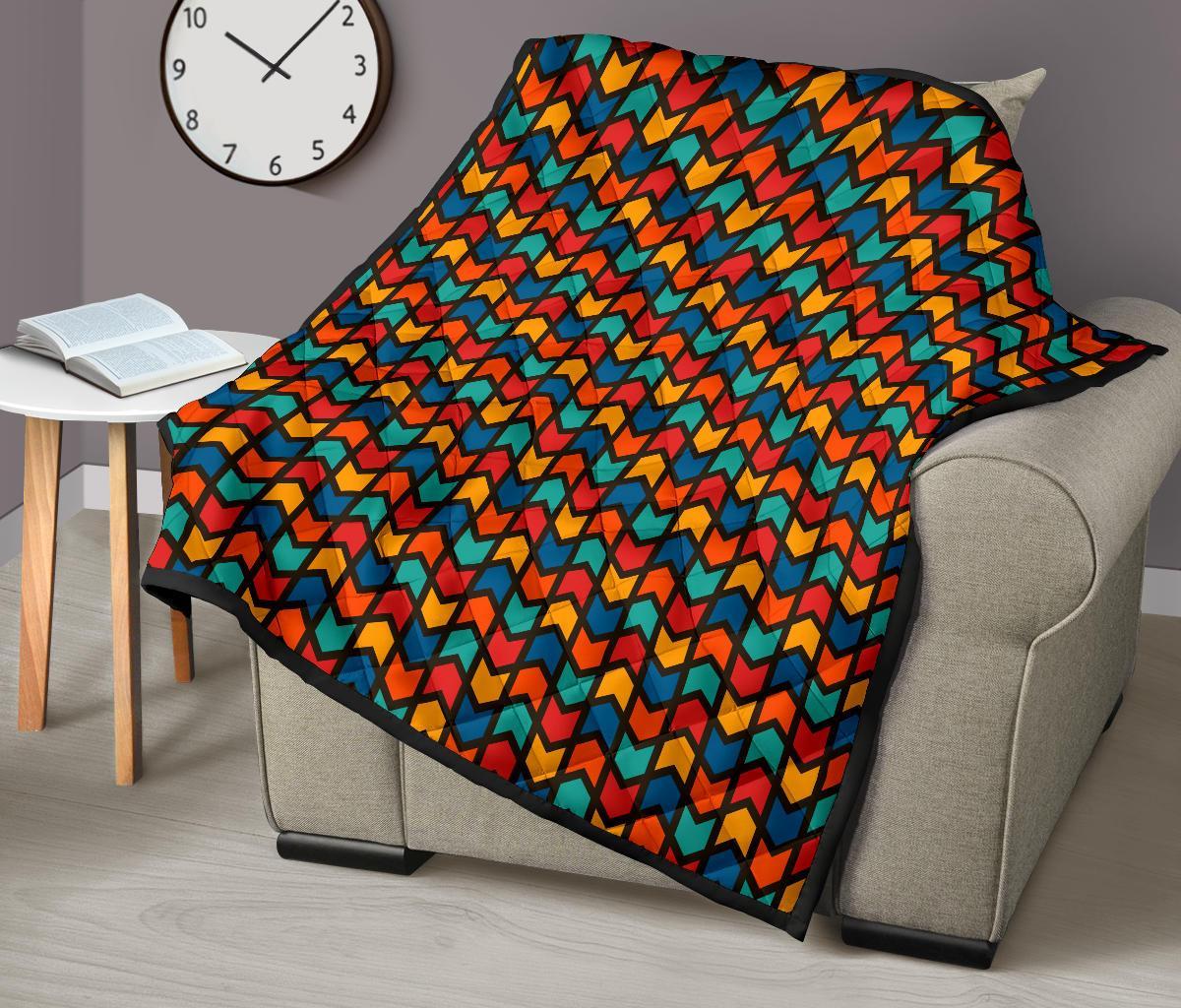 Zig Zag Colorful Pattern Print Quilt-grizzshop