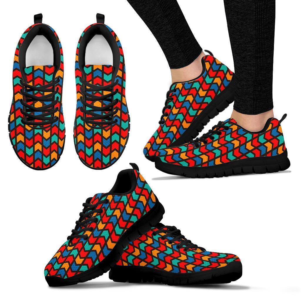 Zig Zag Colorful Pattern Print Sneaker Shoes For Men Women-grizzshop