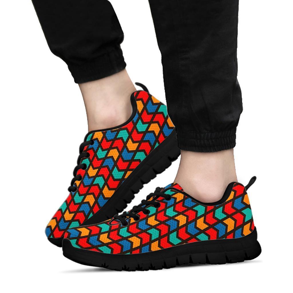 Zig Zag Colorful Pattern Print Sneaker Shoes For Men Women-grizzshop