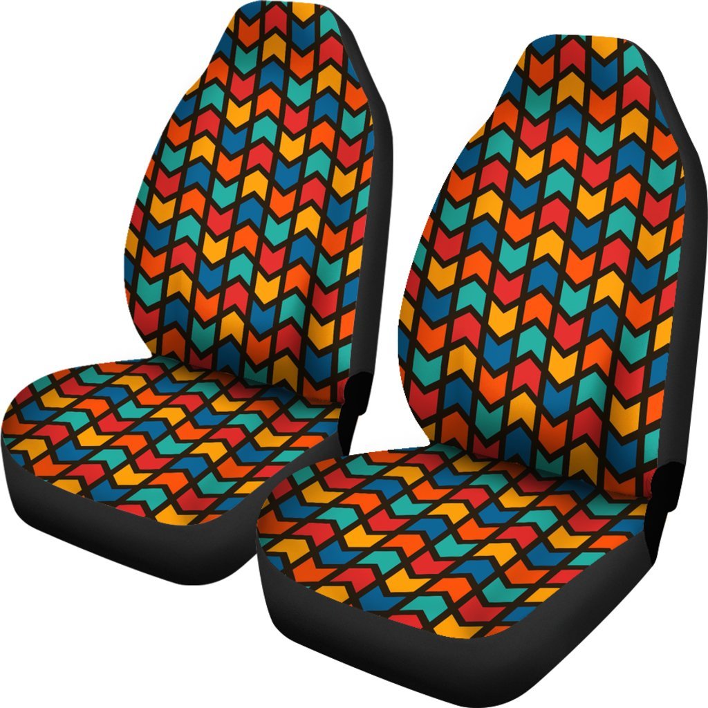 Zig Zag Colorful Pattern Print Universal Fit Car Seat Covers-grizzshop