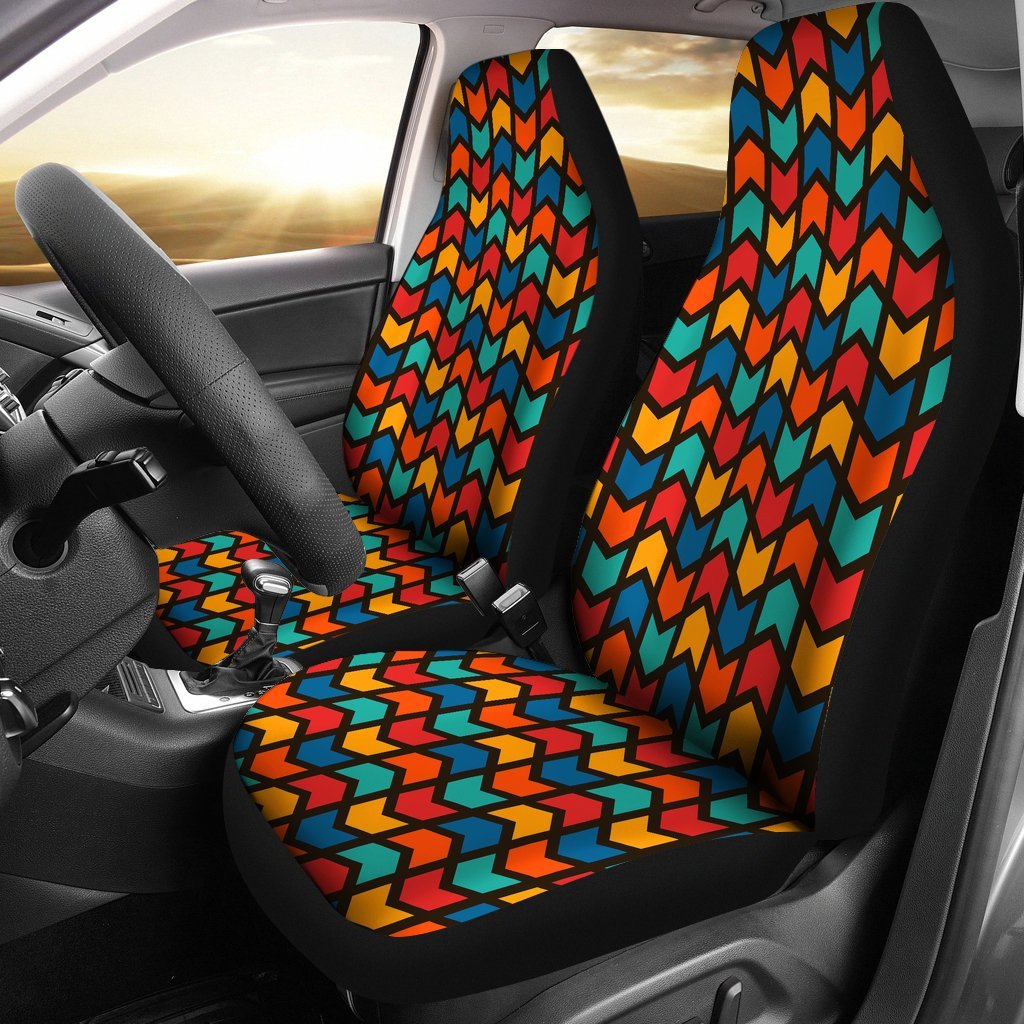 Zig Zag Colorful Pattern Print Universal Fit Car Seat Covers-grizzshop