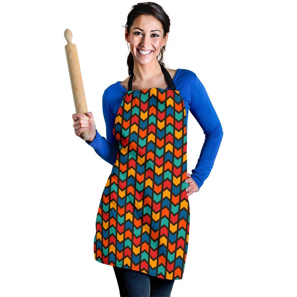 Zig Zag Colorful Pattern Print Women's Apron-grizzshop