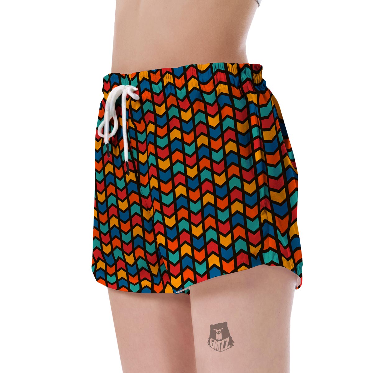 Zig Zag Colorful Pattern Print Women's Shorts-grizzshop