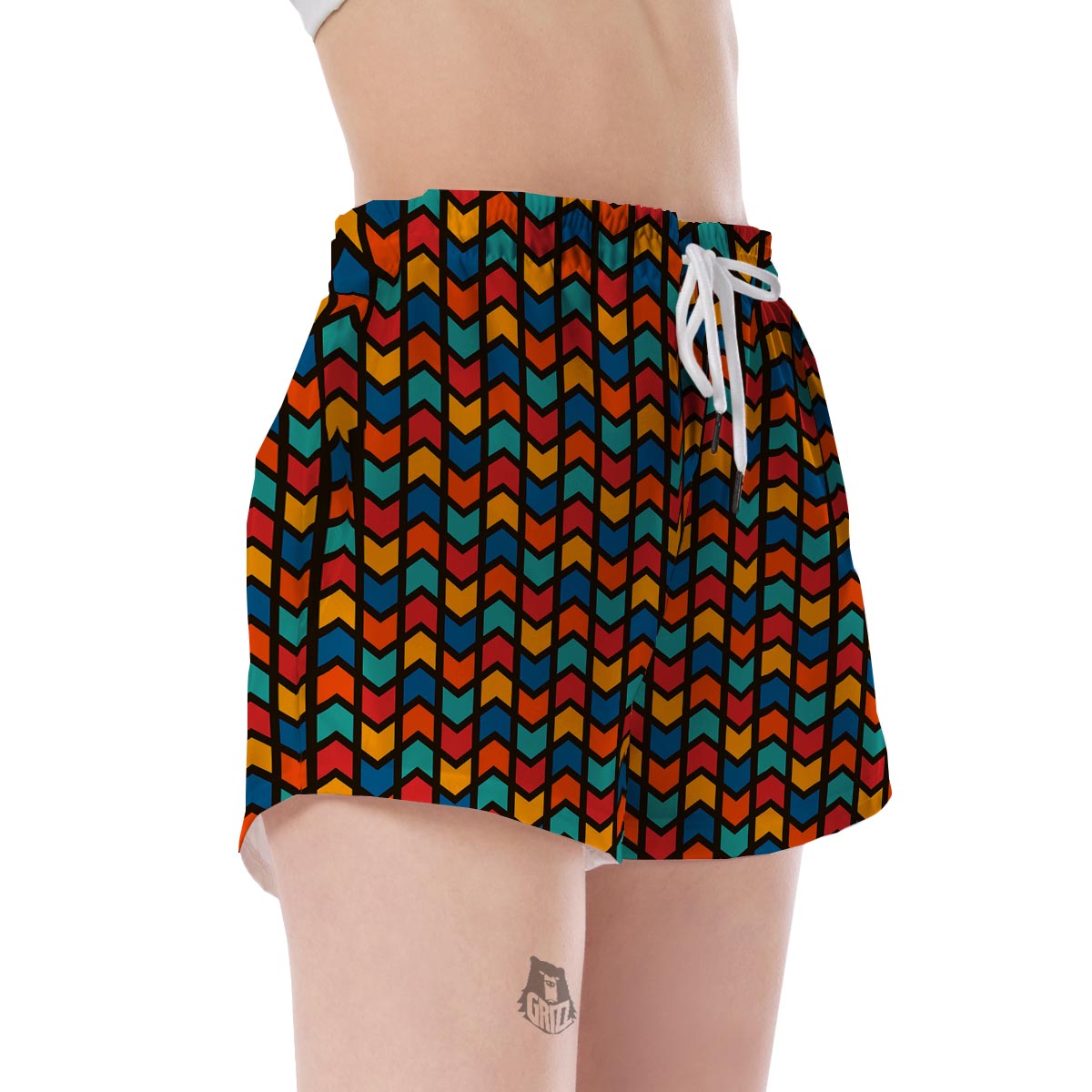 Zig Zag Colorful Pattern Print Women's Shorts-grizzshop