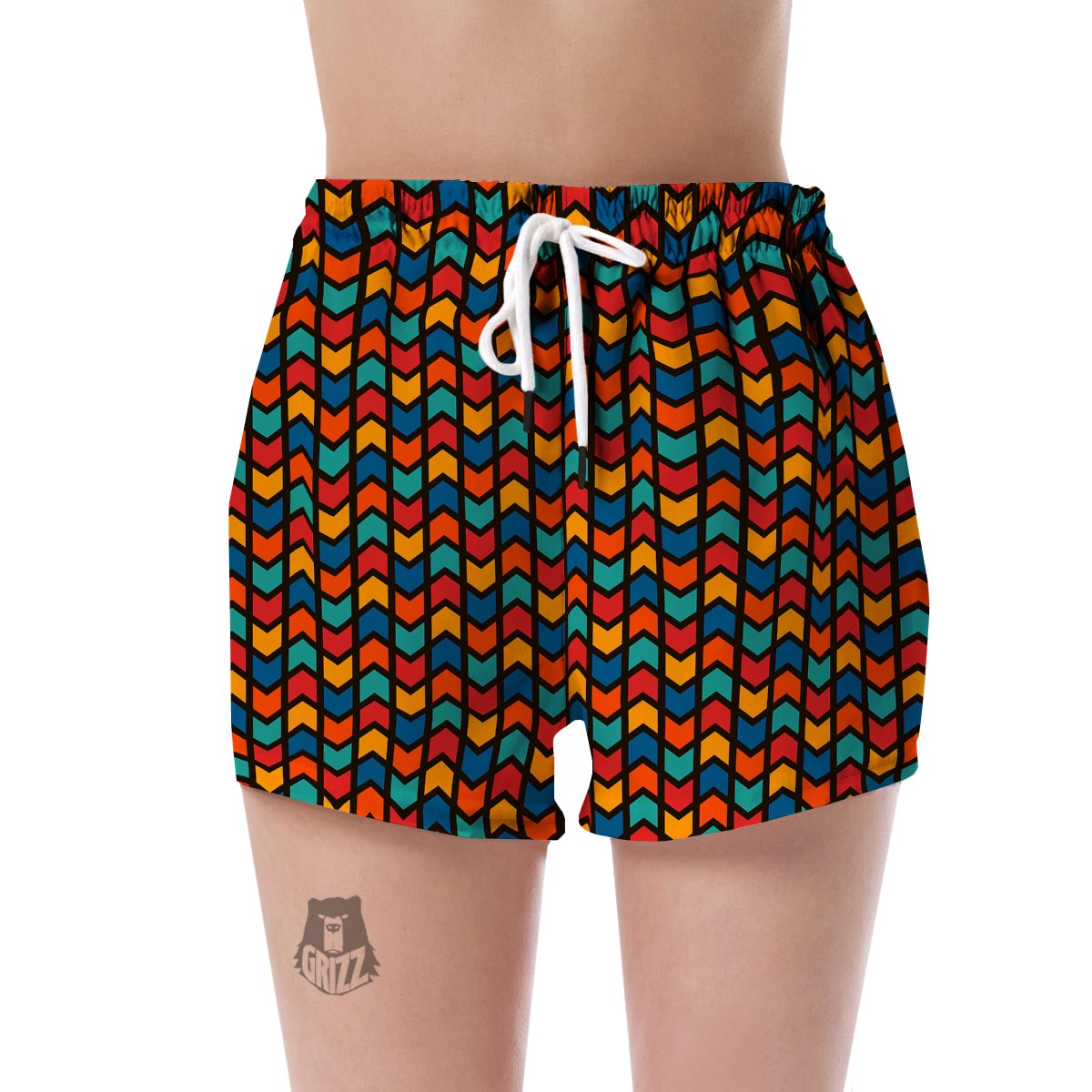 Zig Zag Colorful Pattern Print Women's Shorts-grizzshop