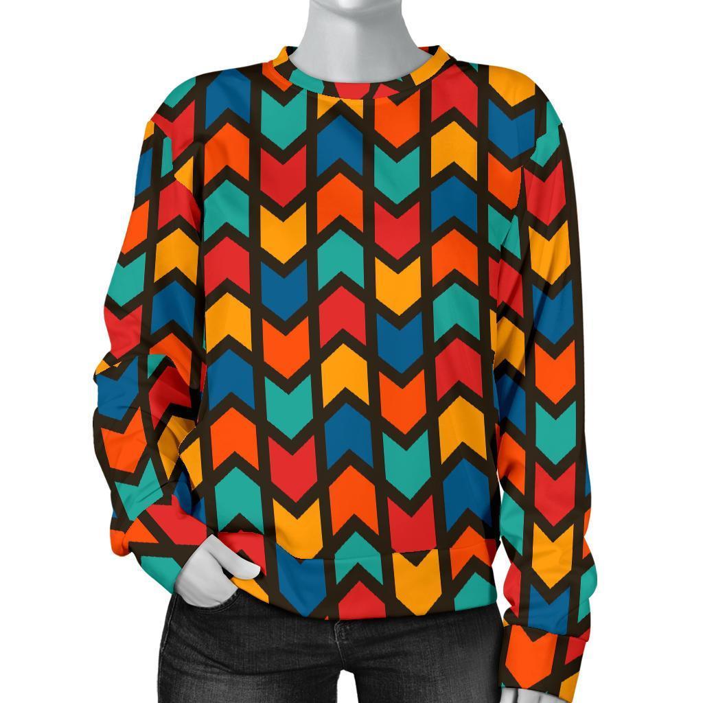 Zig Zag Colorful Pattern Print Women's Sweatshirt-grizzshop