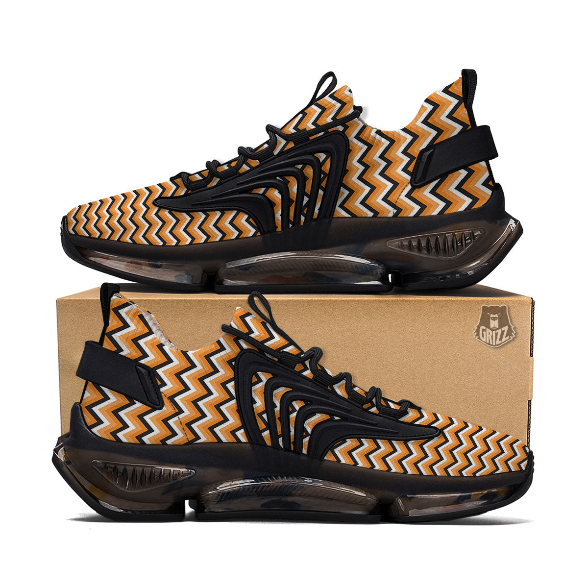 Zig Zag Halloween Print Pattern Black Gym Shoes-grizzshop