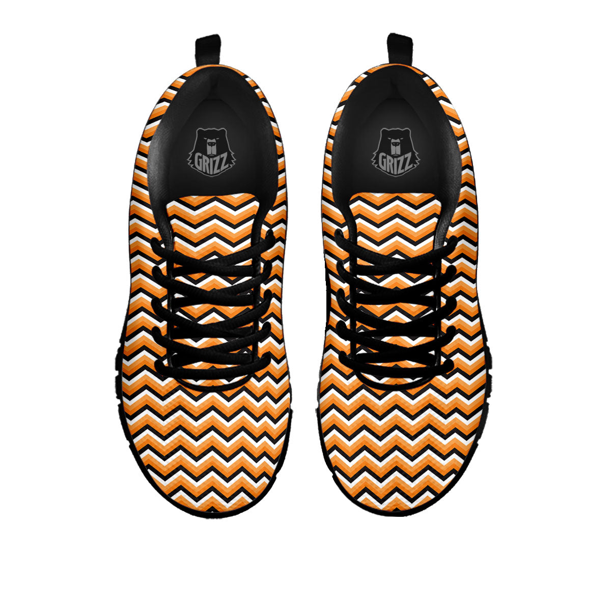 Zig Zag Halloween Print Pattern Black Sneaker-grizzshop