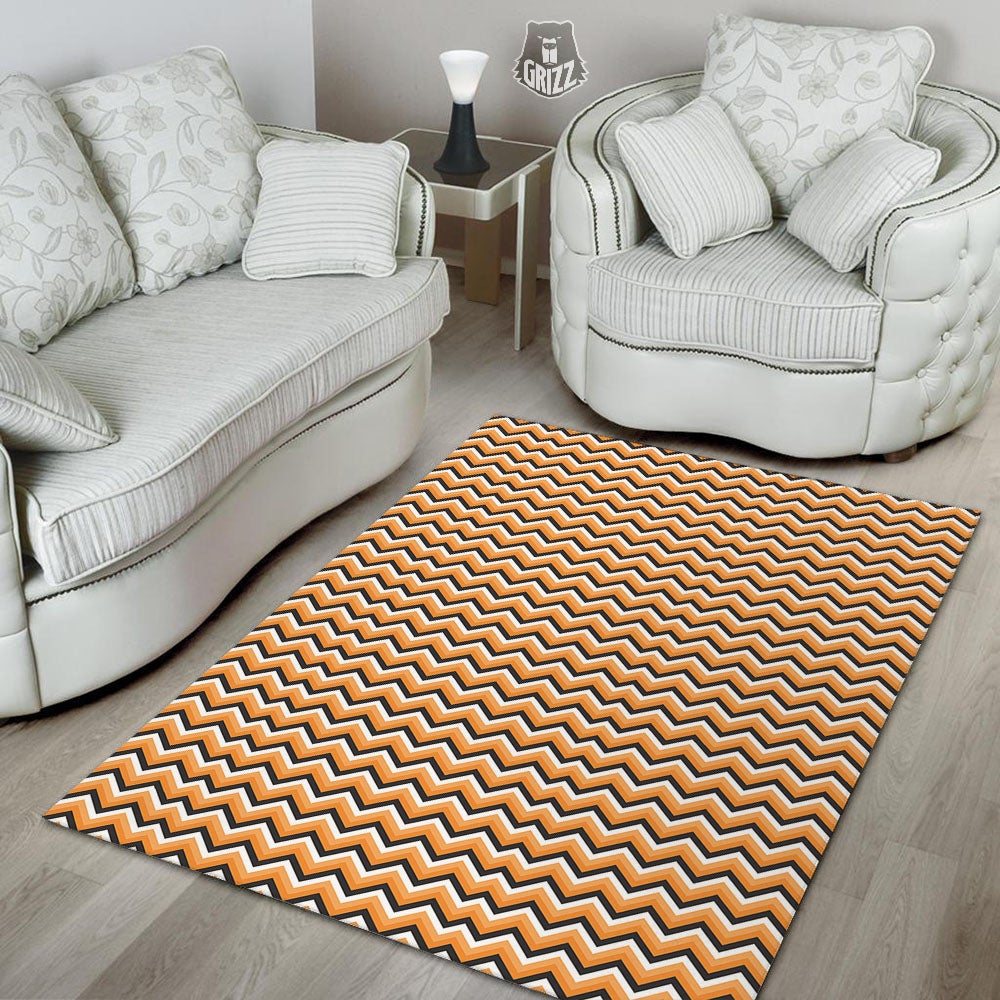 Zig Zag Halloween Print Pattern Floor Mat-grizzshop