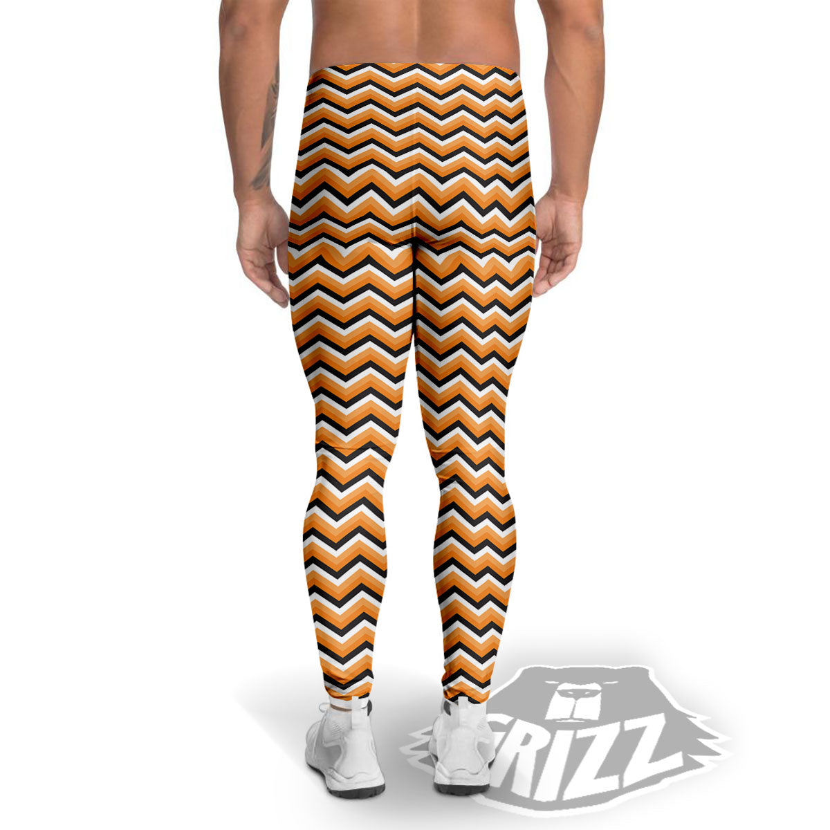 Zig Zag Halloween Print Pattern Men's Leggings-grizzshop