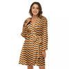 Zig Zag Halloween Print Pattern Women's Robe-grizzshop