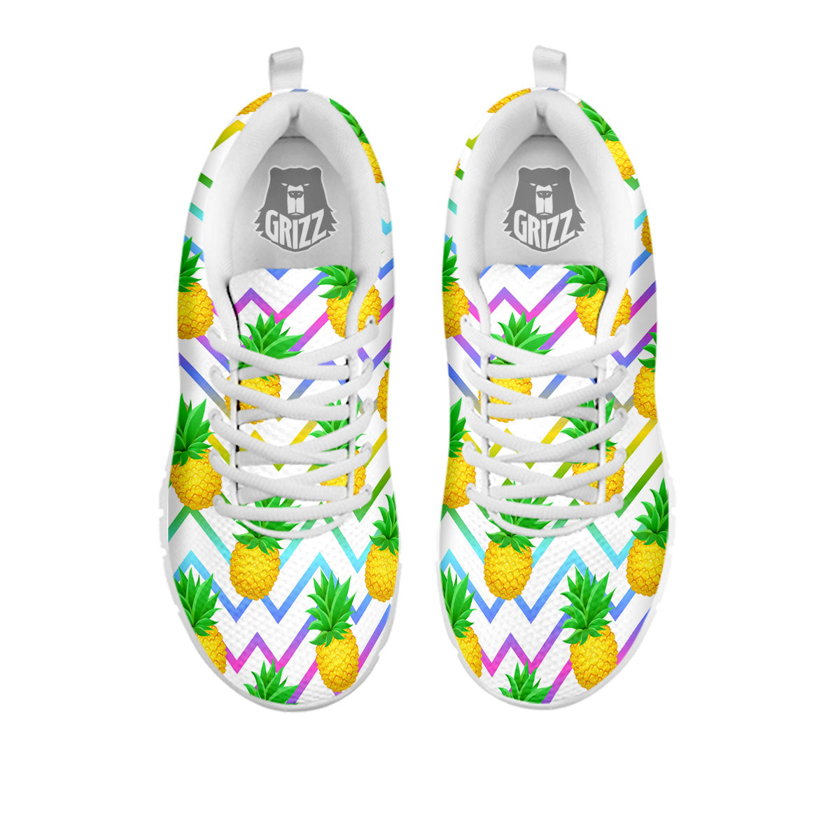 Zig Zag Neon Pineapple Print Pattern White Sneaker-grizzshop