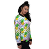 Zig Zag Neon Pineapple Print Pattern Women's Bomber Jacket-grizzshop