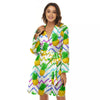 Zig Zag Neon Pineapple Print Pattern Women's Robe-grizzshop