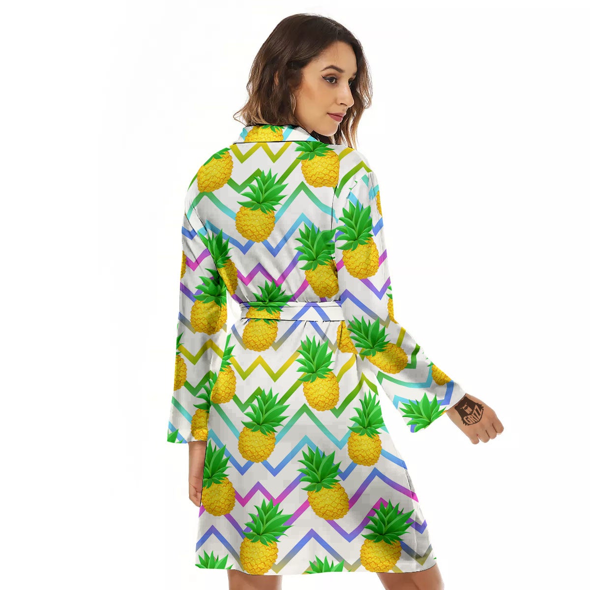 Zig Zag Neon Pineapple Print Pattern Women's Robe-grizzshop