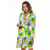 Zig Zag Neon Pineapple Print Pattern Women's Robe-grizzshop