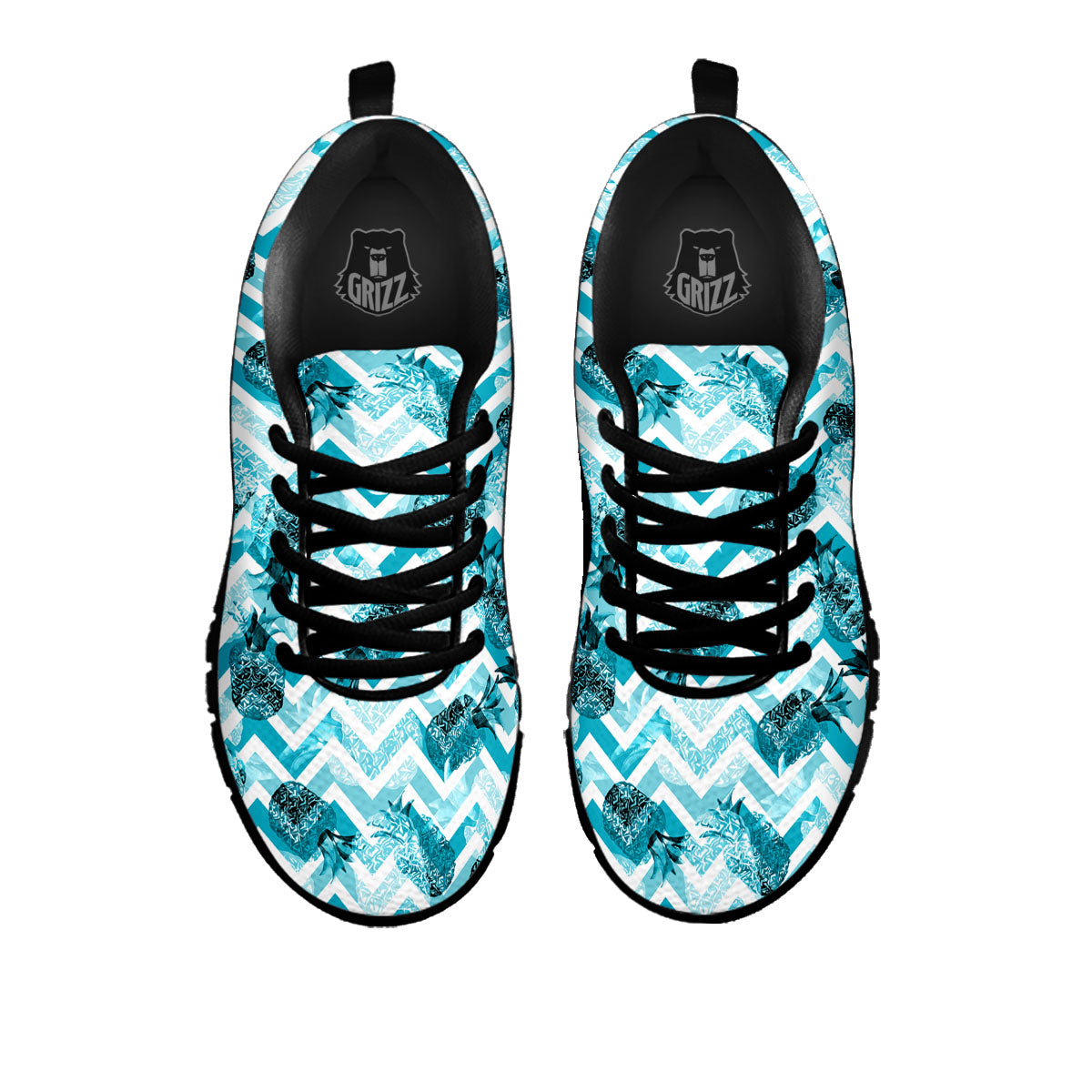 Zig Zag Pastel Pineapple Print Pattern Black Sneaker-grizzshop