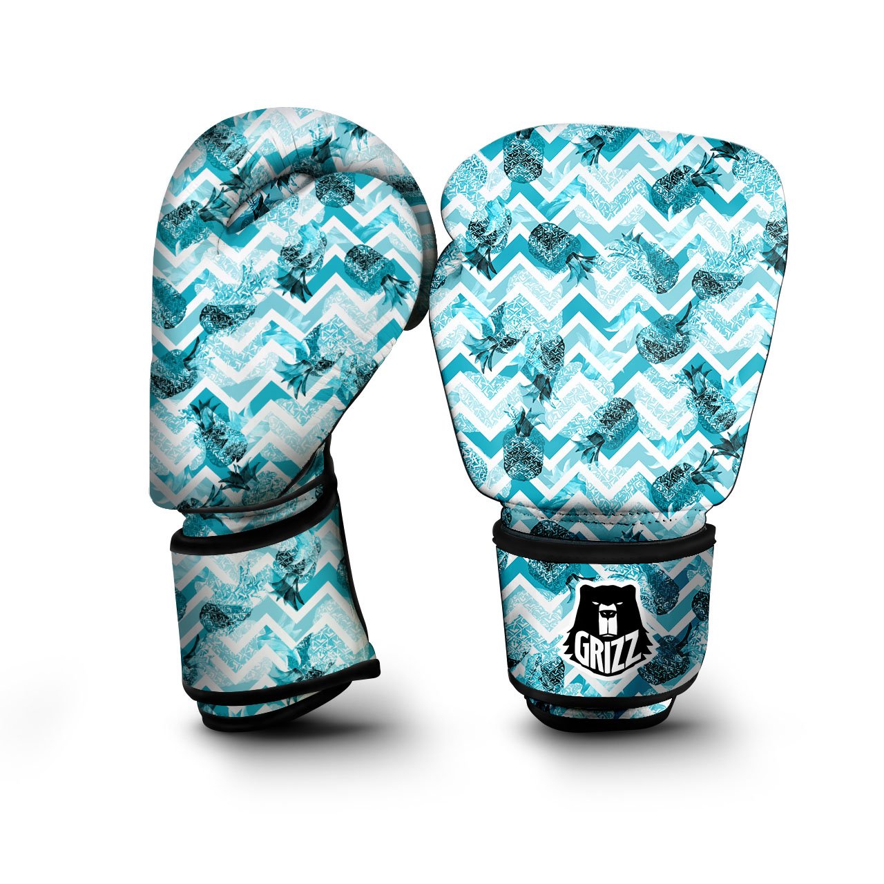 Zig Zag Pastel Pineapple Print Pattern Boxing Gloves-grizzshop