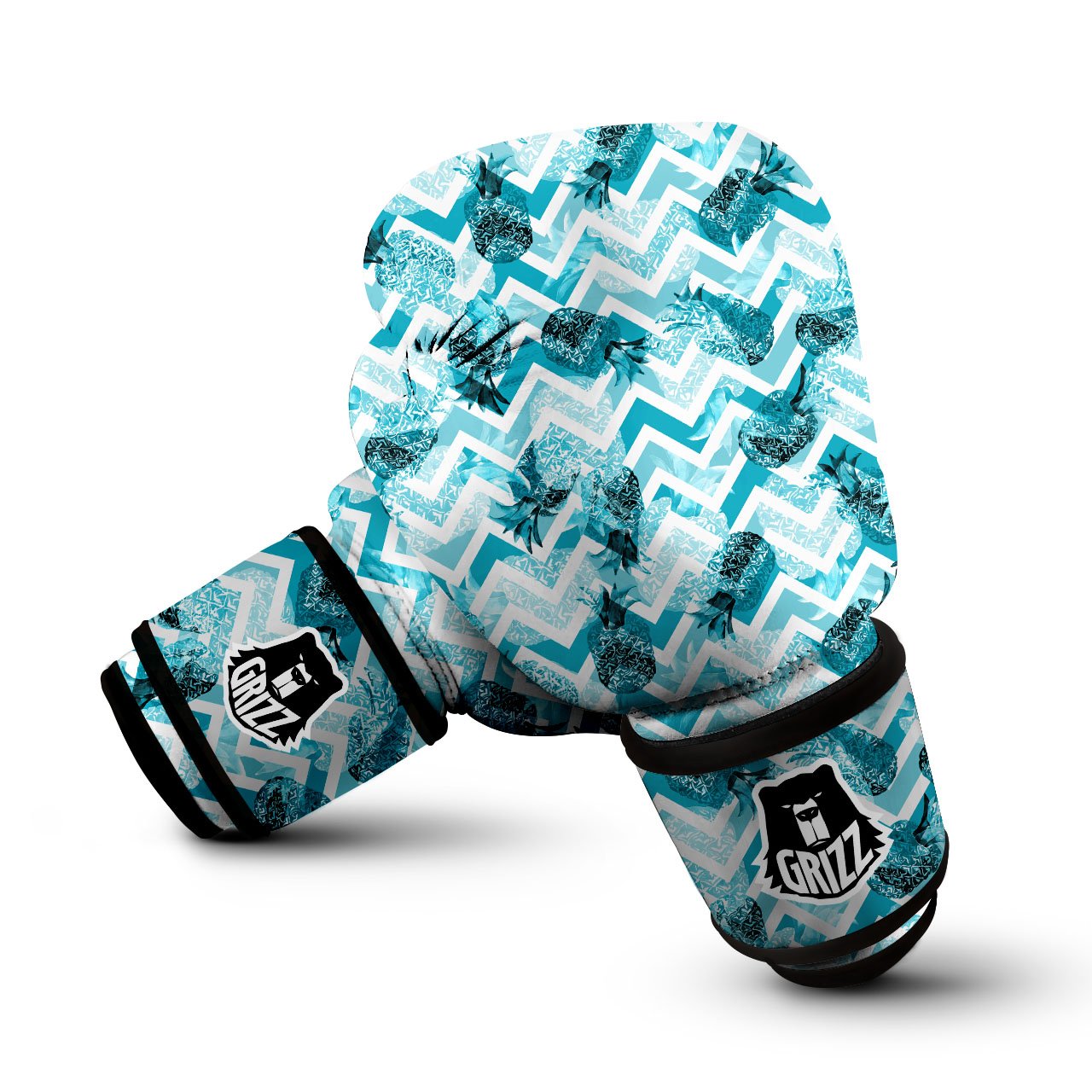 Zig Zag Pastel Pineapple Print Pattern Boxing Gloves-grizzshop