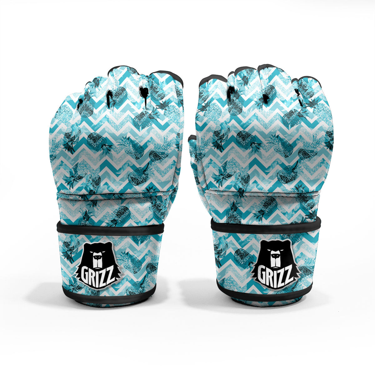 Zig Zag Pastel Pineapple Print Pattern MMA Gloves-grizzshop