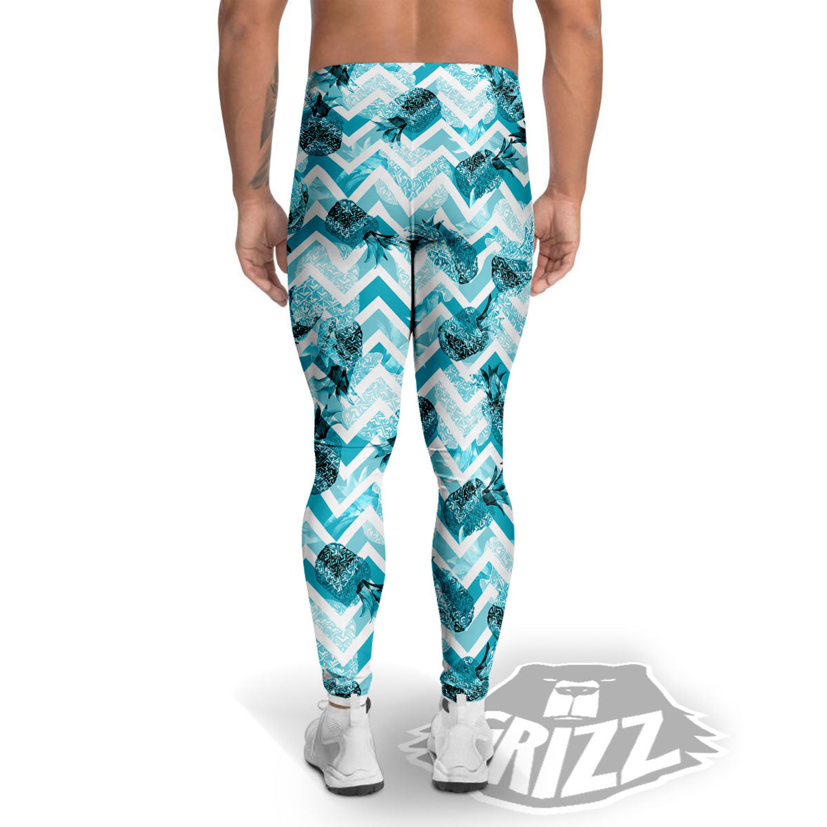 Zig Zag Pastel Pineapple Print Pattern Men's Leggings-grizzshop