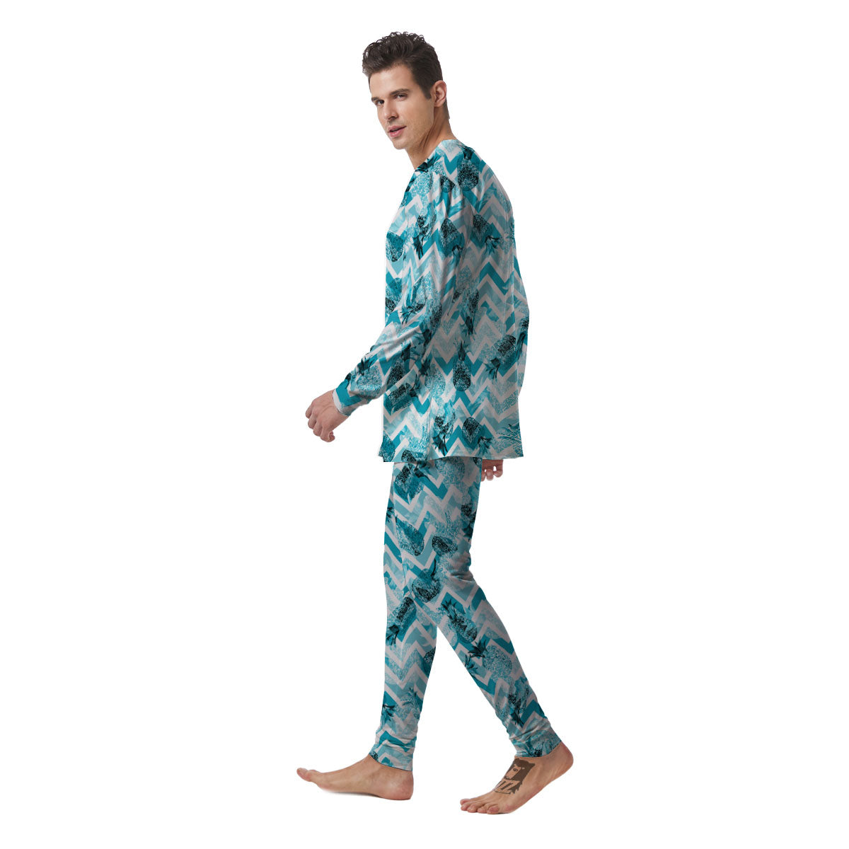 Zig Zag Pastel Pineapple Print Pattern Men's Pajamas-grizzshop