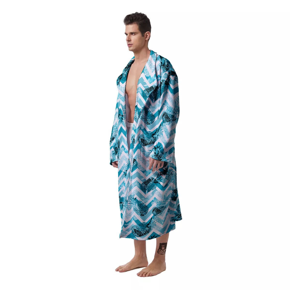 Zig Zag Pastel Pineapple Print Pattern Men's Robe-grizzshop