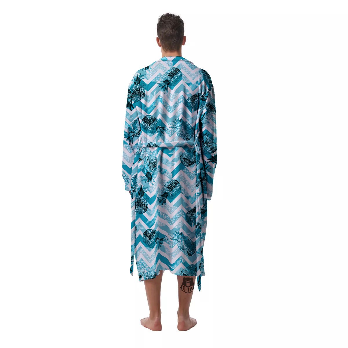 Zig Zag Pastel Pineapple Print Pattern Men's Robe-grizzshop