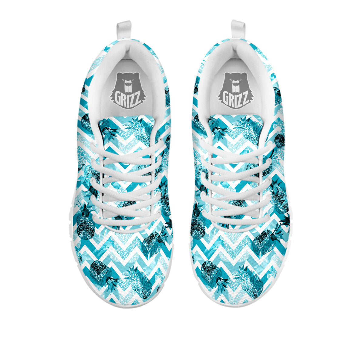 Zig Zag Pastel Pineapple Print Pattern White Sneaker-grizzshop