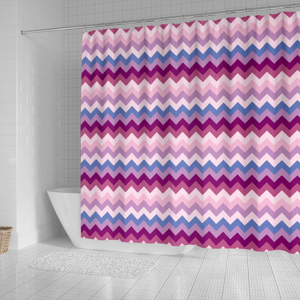 Zig Zag Pattern Print Bathroom Shower Curtain-grizzshop
