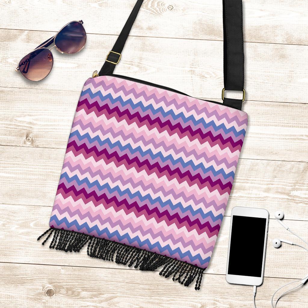 Zig Zag Pattern Print Crossbody bags-grizzshop