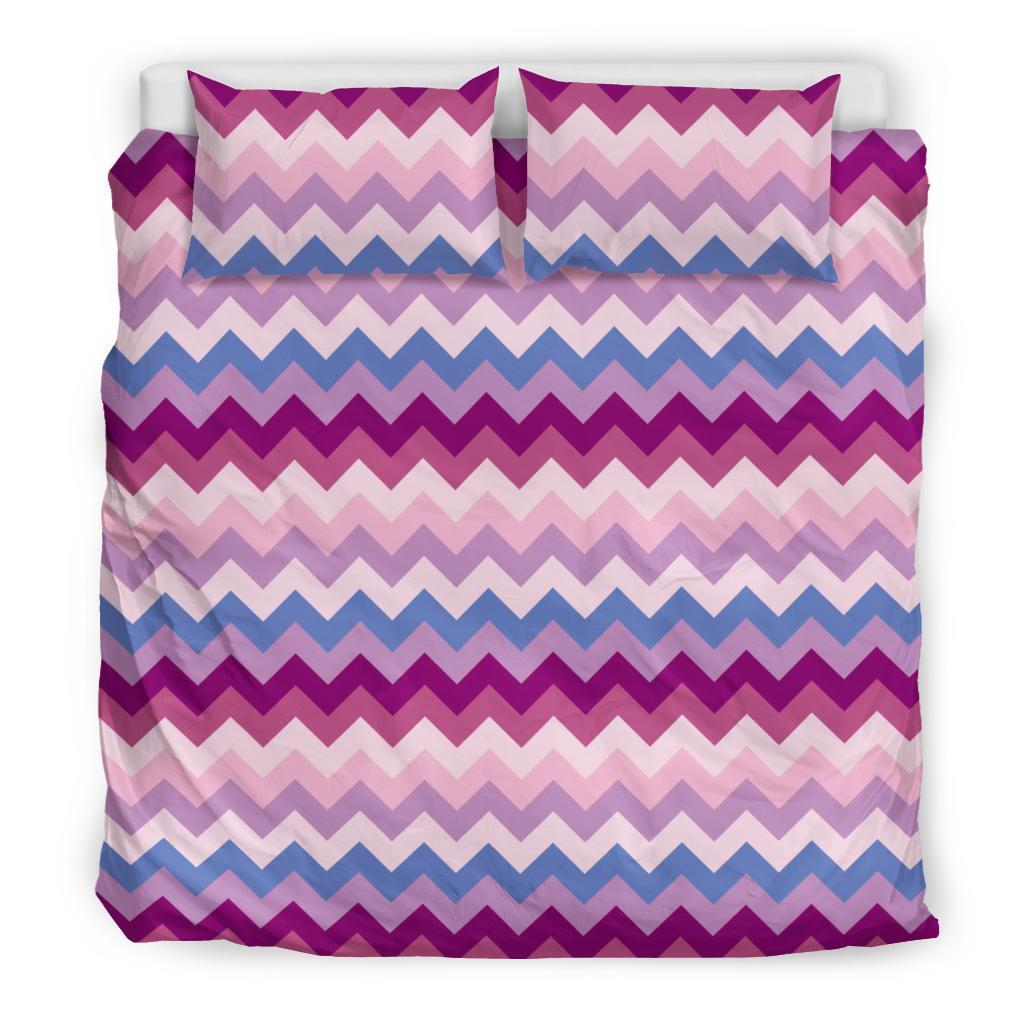 Zig Zag Pattern Print Duvet Cover Bedding Set-grizzshop