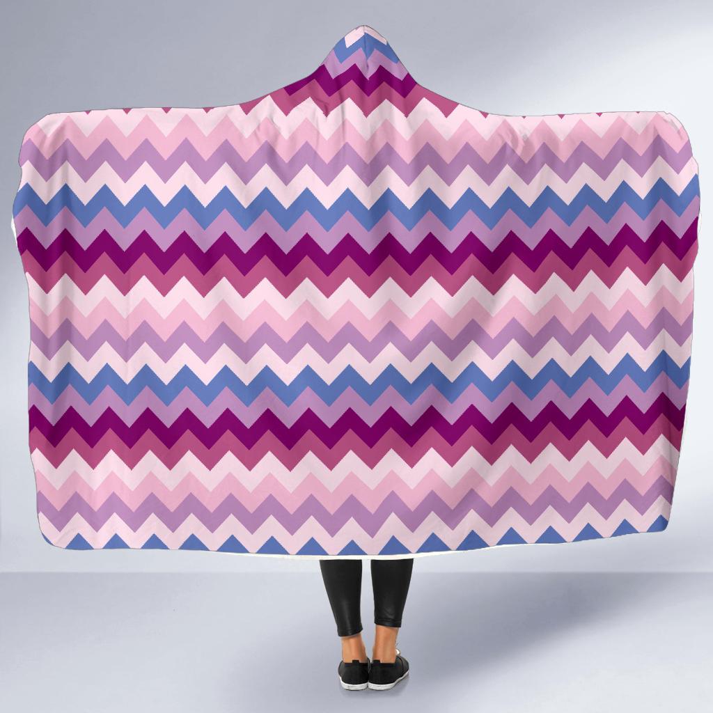 Zig Zag Pattern Print Hooded Blanket-grizzshop