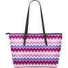 Zig Zag Pattern Print Leather Tote Bag-grizzshop