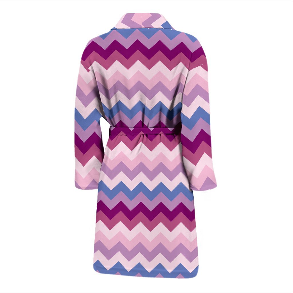 Zig Zag Pattern Print Men Long Robe-grizzshop