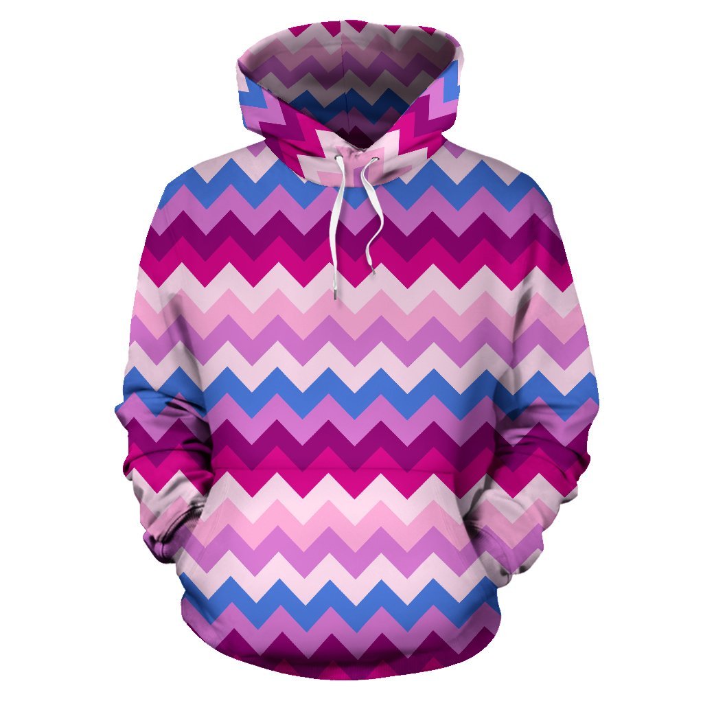 Zig Zag Pattern Print Men Women Pullover Hoodie-grizzshop