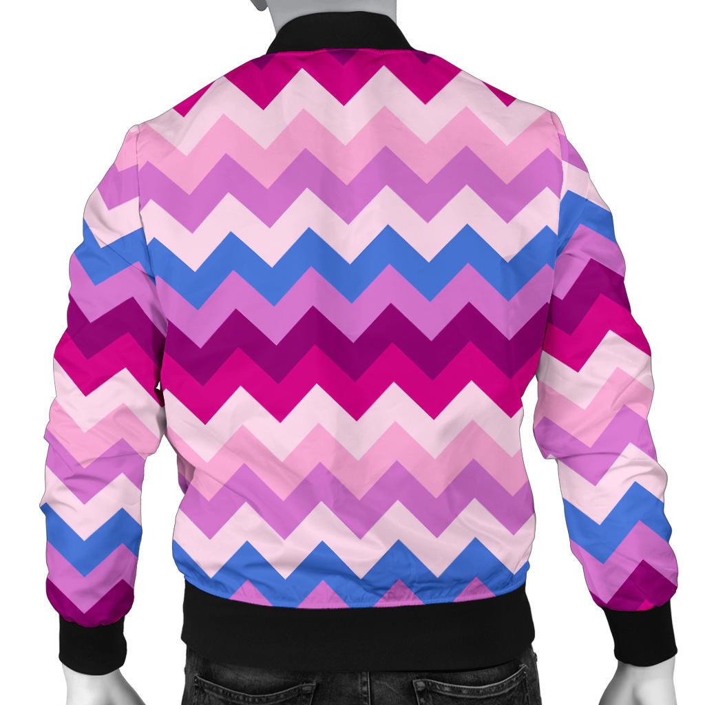 Zig Zag Pattern Print Men's Bomber Jacket-grizzshop