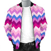 Zig Zag Pattern Print Men's Bomber Jacket-grizzshop