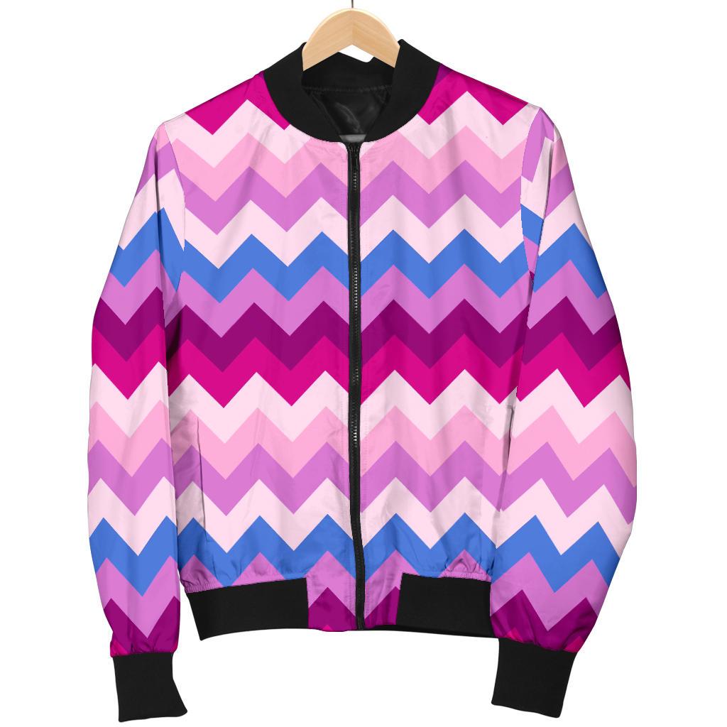 Zig Zag Pattern Print Men's Bomber Jacket-grizzshop