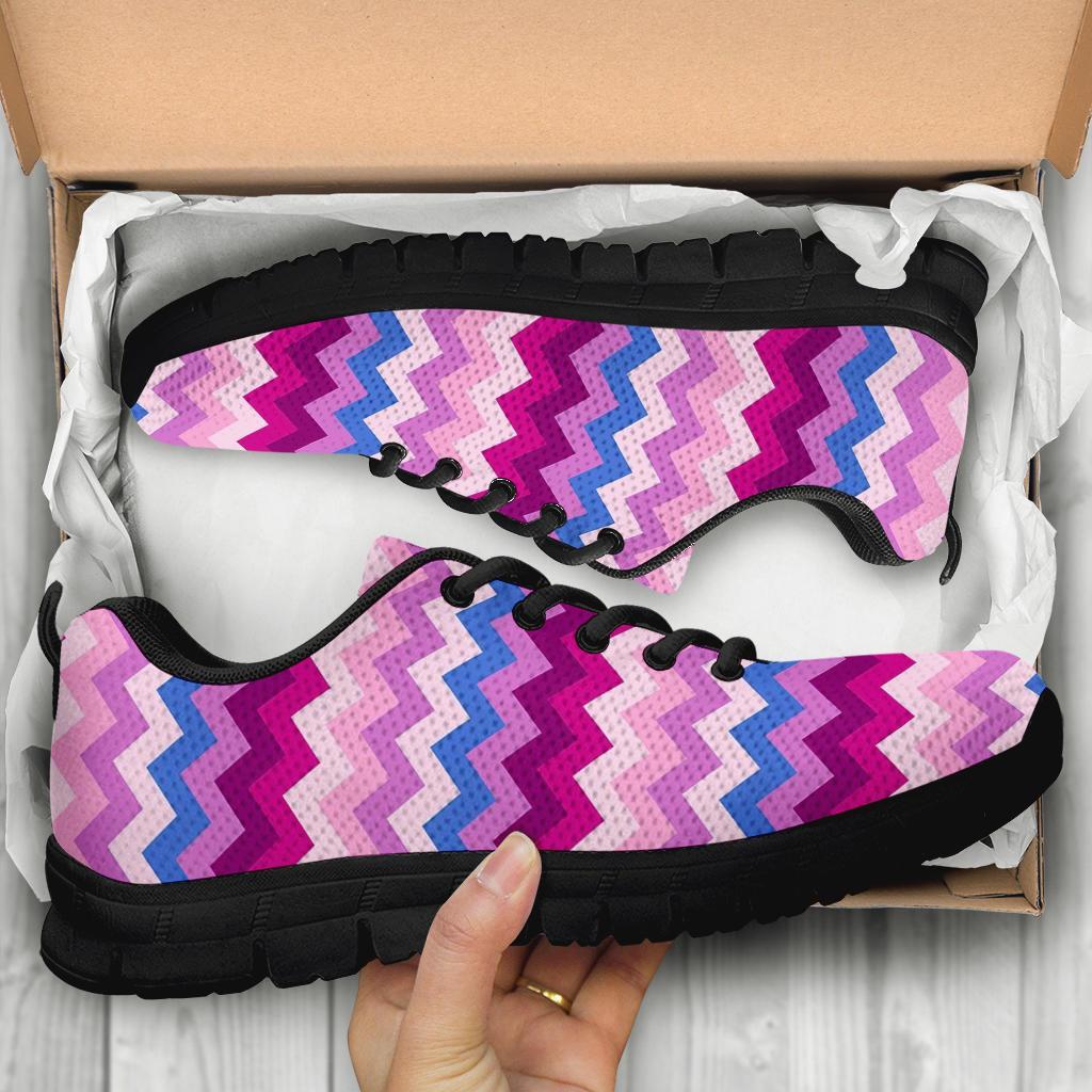 Zig Zag Pattern Print Sneaker Shoes For Men Women-grizzshop