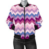 Zig Zag Pattern Print Women Casual Bomber Jacket-grizzshop