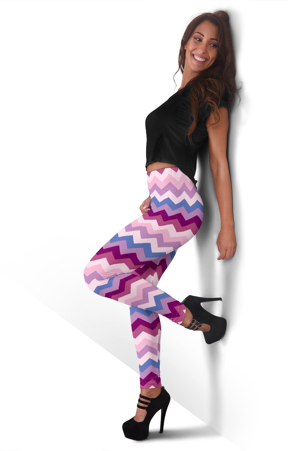 Zig Zag Pattern Print Women Leggings-grizzshop