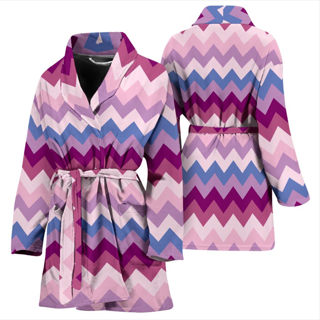 Zig Zag Pattern Print Women Long Robe-grizzshop